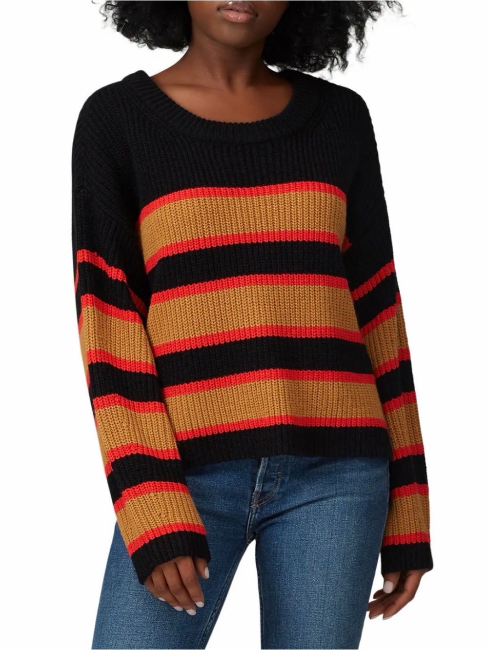 Sanctuary Ezra Black Tan & Red Striped Women’s Sweater Size XS